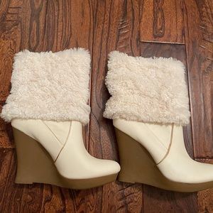 Jennifer Lopez White Heeled Boots Size 9